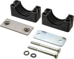 HYDAC - 2.83" Wide x 2.52" High x 1.18" Deep, Polypropylene Standard Duty Vibration-Control Clamp - Carbon Steel Plate, For 1-1/4" Pipe, Mount with Weld Plate, Top Plate, Plastic Clamp Pair, Bolts - Exact Industrial Supply