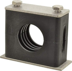 HYDAC - 2.83" Wide x 2.52" High x 1.18" Deep, Polypropylene Standard Duty Vibration-Control Clamp - Stainless Steel Plate, For 1" Pipe, Mount with Weld Plate, Top Plate, Plastic Clamp Pair, Bolts - Exact Industrial Supply