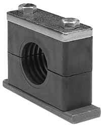 HYDAC - 2.87" Wide x 1.89" High x 1.18" Deep, Polypropylene Heavy Duty Vibration-Control Clamp - Carbon Steel Plate, Mount with Weld Plate, Top Plate, Plastic Clamp Pair, Bolts - Exact Industrial Supply
