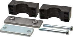 HYDAC - 5.51" Wide x 4.33" High x 1.77" Deep, Polypropylene Heavy Duty Vibration-Control Clamp - Carbon Steel Plate, Mount with Weld Plate, Top Plate, Plastic Clamp Pair, Bolts - Exact Industrial Supply