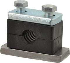 HYDAC - 2.87" Wide x 1.89" High x 1.18" Deep, Polypropylene Heavy Duty Vibration-Control Clamp - Carbon Steel Plate, For 3/8" Pipe, Mount with Weld Plate, Top Plate, Plastic Clamp Pair, Bolts - Exact Industrial Supply