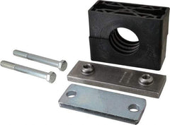 HYDAC - 5.51" Wide x 4.33" High x 1.77" Deep, Polypropylene Heavy Duty Vibration-Control Clamp - Carbon Steel Plate, For 1-1/2" Pipe, Mount with Weld Plate, Top Plate, Plastic Clamp Pair, Bolts - Exact Industrial Supply
