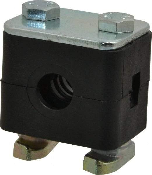 HYDAC - 1.65" Wide x 1.53" High x 1.18" Deep, Polypropylene Standard Duty C-Rail Mount Vibration-Control Clamp - Carbon Steel Plate, Mount with C-Rail Nuts, Top plates, Clamp Pairs, and Bolts - Exact Industrial Supply