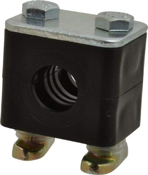 HYDAC - 1.65" Wide x 1.53" High x 1.18" Deep, Polypropylene Standard Duty C-Rail Mount Vibration-Control Clamp - Carbon Steel Plate, Mount with C-Rail Nuts, Top plates, Clamp Pairs, and Bolts - Exact Industrial Supply