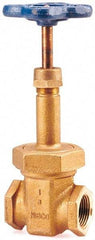 NIBCO - 3" Pipe, Class 150, Threaded Bronze Solid Wedge Rising Stem Gate Valve - 300 WOG, 150 WSP, Bolted Bonnet - Exact Industrial Supply