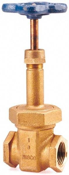 NIBCO - 2-1/2" Pipe, Class 150, Threaded Bronze Solid Wedge Rising Stem Gate Valve - 300 WOG, 150 WSP, Bolted Bonnet - Exact Industrial Supply