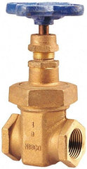 NIBCO - 2-1/2" Pipe, Class 150, Threaded Bronze Solid Wedge Stem Gate Valve - 300 WOG, 150 WSP, Union Bonnet - Exact Industrial Supply