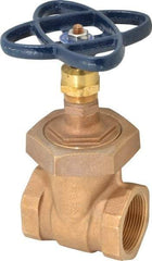 NIBCO - 1-1/2" Pipe, Class 150, Threaded Bronze Solid Wedge Stem Gate Valve - 300 WOG, 150 WSP, Union Bonnet - Exact Industrial Supply