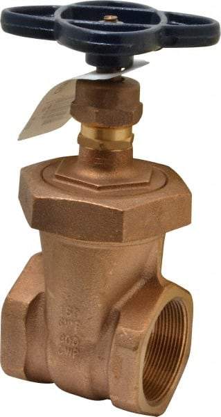 NIBCO - 2" Pipe, Class 150, Threaded Bronze Solid Wedge Stem Gate Valve - 300 WOG, 150 WSP, Union Bonnet - Exact Industrial Supply