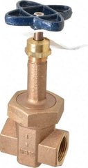 NIBCO - 1" Pipe, Class 200, Threaded Bronze Alloy Solid Wedge Rising Stem Gate Valve - 400 WOG, 200 WSP, Union Bonnet - Exact Industrial Supply