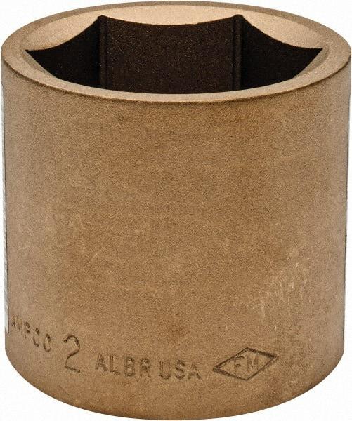 Ampco - 2", 3/4" Drive, Standard Hand Socket - 6 Points, 2-9/16" OAL, Aluminum Bronze - Exact Industrial Supply