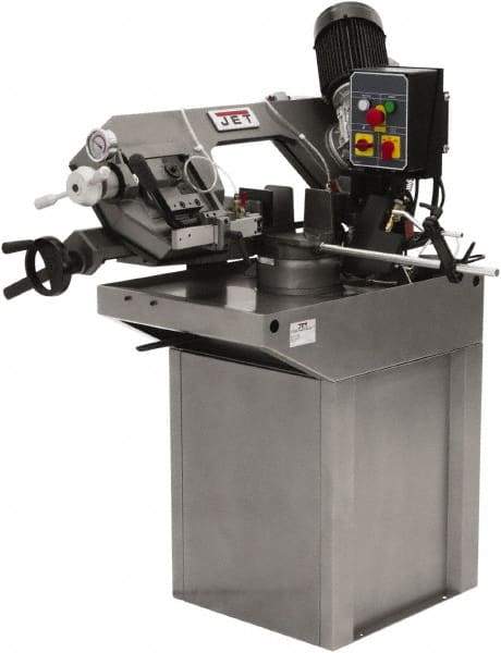 Jet - 7 x 7" Max Capacity, Manual Step Pulley Horizontal Bandsaw - 137 to 275 SFPM Blade Speed, 230 Volts, 45°, 3 Phase - Exact Industrial Supply