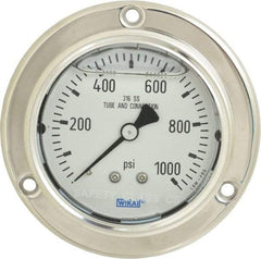 Wika - 2-1/2" Dial, 1/4 Thread, 0-1,000 Scale Range, Pressure Gauge - Lower Back Connection Mount, Accurate to 2-1-2% of Scale - Exact Industrial Supply