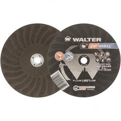 WALTER Surface Technologies - 7" 30 Grit Aluminum Oxide Cutoff Wheel - 1/16" Thick, 5/8" Arbor, 8,600 Max RPM, Use with Circular Saws - Exact Industrial Supply