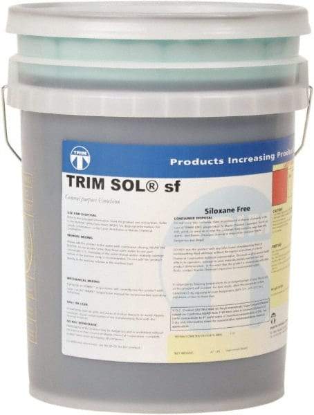 Master Fluid Solutions - Trim SOL sf, 5 Gal Pail Cutting & Grinding Fluid - Water Soluble, For Cutting, Grinding - Exact Industrial Supply