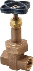 NIBCO - 1/2" Pipe, Class 300, Threaded Bronze Alloy Solid Wedge Rising Stem Gate Valve with Stainless Steel Trim - 600 WOG, 300 WSP, Union Bonnet - Exact Industrial Supply