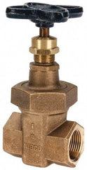NIBCO - 1" Pipe, Class 300, Threaded Bronze Alloy Solid Wedge Stem Gate Valve - 600 WOG, 300 WSP, Union Bonnet - Exact Industrial Supply