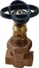 NIBCO - 1/4" Pipe, Class 300, Threaded Bronze Alloy Solid Wedge Stem Gate Valve - 600 WOG, 300 WSP, Union Bonnet - Exact Industrial Supply