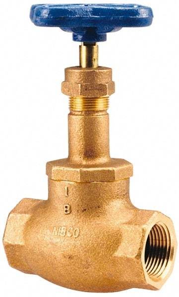 NIBCO - 2-1/2" Pipe, Threaded Ends, Bronze Integral Globe Valve - Bronze Disc, Screw-In Bonnet, 200 psi WOG, 125 psi WSP, Class 125 - Exact Industrial Supply