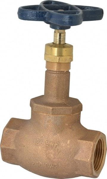 NIBCO - 1" Pipe, Threaded Ends, Bronze Integral Globe Valve - Bronze Disc, Screw-In Bonnet, 200 psi WOG, 125 psi WSP, Class 125 - Exact Industrial Supply