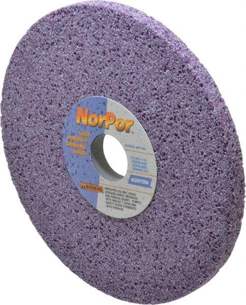 Norton - 8" Diam x 1-1/4" Hole x 1/2" Thick, H Hardness, 46 Grit Surface Grinding Wheel - Ceramic, Type 1, Coarse Grade, 3,600 Max RPM, Vitrified Bond, No Recess - Exact Industrial Supply