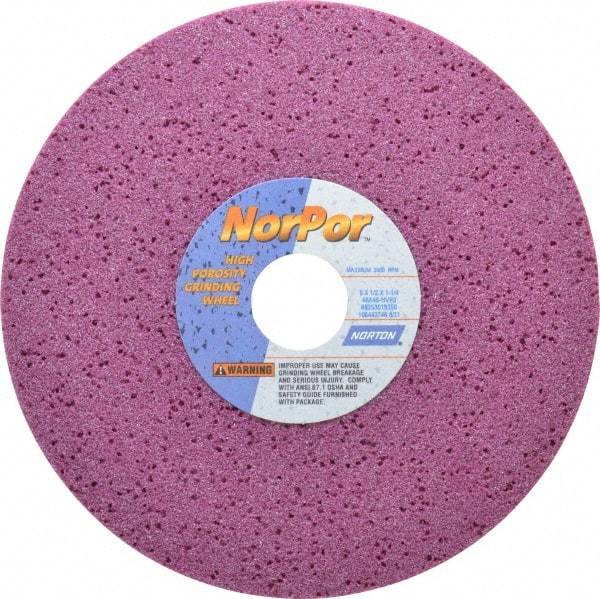 Norton - 8" Diam x 1-1/4" Hole x 1/2" Thick, H Hardness, 46 Grit Surface Grinding Wheel - Aluminum Oxide, Type 1, Coarse Grade, 3,600 Max RPM, Vitrified Bond, No Recess - Exact Industrial Supply