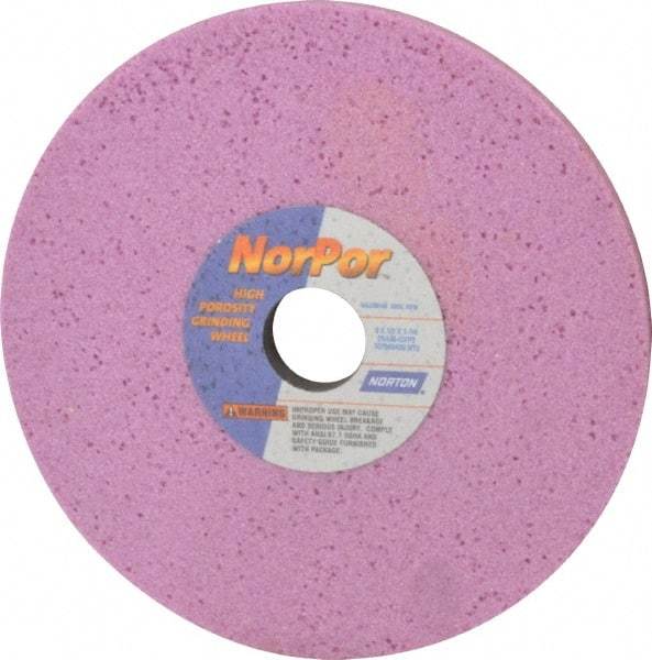 Norton - 8" Diam x 1-1/4" Hole x 1/2" Thick, G Hardness, 46 Grit Surface Grinding Wheel - Aluminum Oxide, Type 1, Coarse Grade, 3,600 Max RPM, Vitrified Bond, No Recess - Exact Industrial Supply