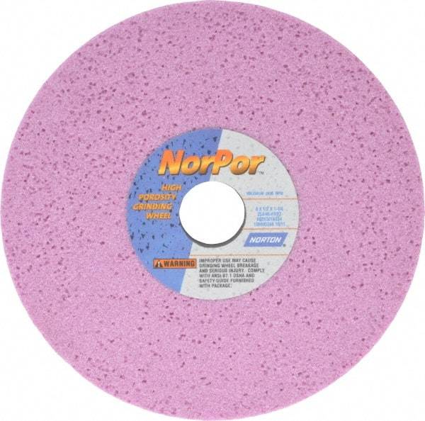 Norton - 8" Diam x 1-1/4" Hole x 1/2" Thick, H Hardness, 46 Grit Surface Grinding Wheel - Aluminum Oxide, Type 1, Coarse Grade, 3,600 Max RPM, Vitrified Bond, No Recess - Exact Industrial Supply