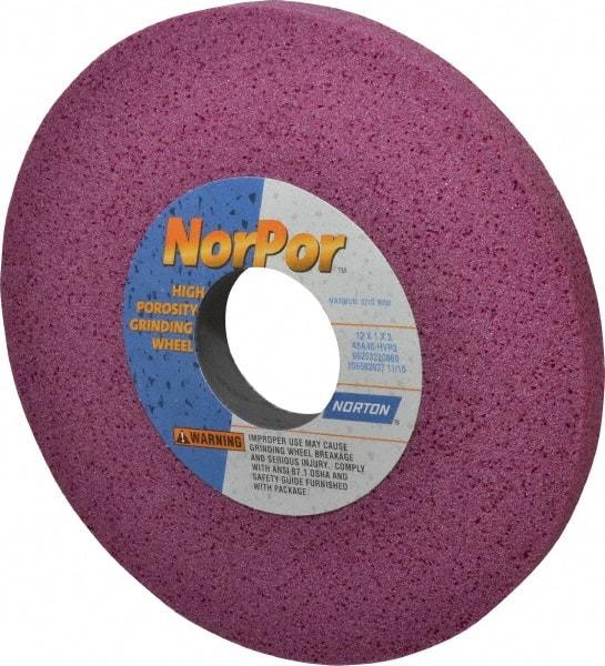 Norton - 12" Diam x 3" Hole x 1" Thick, H Hardness, 46 Grit Surface Grinding Wheel - Aluminum Oxide, Type 1, Coarse Grade, 2,710 Max RPM, Vitrified Bond, No Recess - Exact Industrial Supply