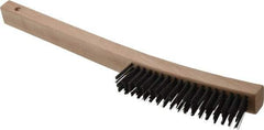 Weiler - 4 Rows x 18 Columns Steel Scratch Brush - 6" Brush Length, 14" OAL, 1-3/16" Trim Length, Wood Curved Handle - Exact Industrial Supply