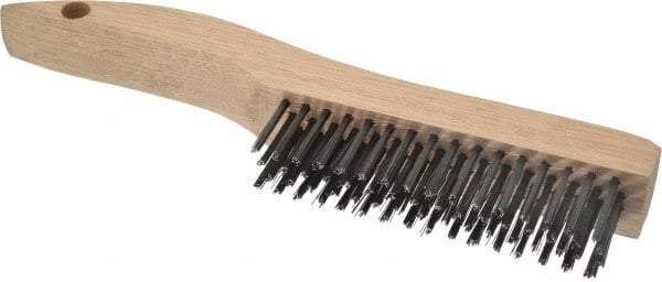 Weiler - 4 Rows x 16 Columns Steel Scratch Brush - 5" Brush Length, 10" OAL, 1-3/16" Trim Length, Wood Shoe Handle - Exact Industrial Supply