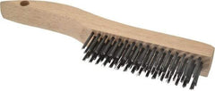 Weiler - 4 Rows x 16 Columns Steel Scratch Brush - 5" Brush Length, 10" OAL, 1-3/16" Trim Length, Wood Shoe Handle - Exact Industrial Supply