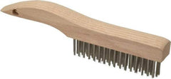 Weiler - 4 Rows x 16 Columns Stainless Steel Scratch Brush - 5" Brush Length, 10" OAL, 1-3/16" Trim Length, Wood Shoe Handle - Exact Industrial Supply
