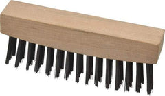 Weiler - 3 Rows x 15 Columns Steel Scratch Brush - 4-1/2" Brush Length, 4-5/8" OAL, 1-1/8" Trim Length, Wood Straight Handle - Exact Industrial Supply