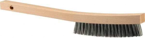 Weiler - 3 Rows x 19 Columns Steel Plater Brush - 5-1/2" Brush Length, 13" OAL, 1" Trim Length, Wood Curved Handle - Exact Industrial Supply