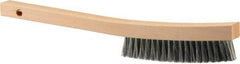 Weiler - 3 Rows x 19 Columns Steel Plater Brush - 5-1/2" Brush Length, 13" OAL, 1" Trim Length, Wood Curved Handle - Exact Industrial Supply