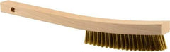 Weiler - 3 Rows x 19 Columns Brass Plater Brush - 5-1/2" Brush Length, 13" OAL, 1" Trim Length, Wood Curved Handle - Exact Industrial Supply