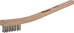 Weiler - 3 Rows x 7 Columns Stainless Steel Scratch Brush - 7-1/2" OAL, 1/2" Trim Length, Wood Toothbrush Handle - Exact Industrial Supply