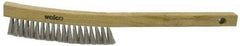 Weiler - 4 Rows x 18 Columns Stainless Steel Plater Brush - 5" Brush Length, 10" OAL, 1" Trim Length, Wood Shoe Handle - Exact Industrial Supply