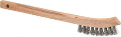 Weiler - 2 Rows x 9 Columns Aluminum Scratch Brush - 8-3/4" OAL, 5/8" Trim Length, Wood Toothbrush Handle - Exact Industrial Supply