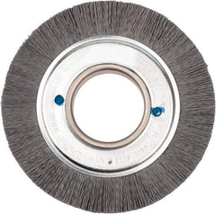 Weiler - 6" OD, 2" Arbor Hole, Crimped Nylon Wheel Brush - 1" Face Width, 1-1/4" Trim Length, 0.018" Filament Diam, 3,600 RPM - Exact Industrial Supply