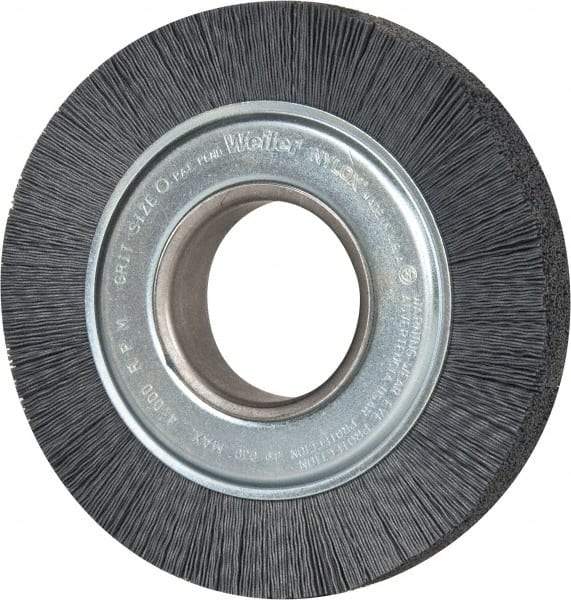 Weiler - 6" OD, 2" Arbor Hole, Crimped Nylon Wheel Brush - 1" Face Width, 1-1/4" Trim Length, 0.022" Filament Diam, 3,600 RPM - Exact Industrial Supply