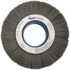 Weiler - 6" OD, 2" Arbor Hole, Crimped Nylon Wheel Brush - 1" Face Width, 1-1/4" Trim Length, 0.06" Filament Diam, 3,600 RPM - Exact Industrial Supply