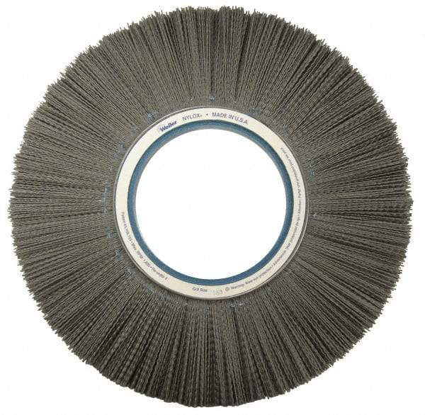 Weiler - 14" OD, Crimped Nylon Wheel Brush - 1-1/8" Face Width, 3-3/4" Trim Length, 0.022" Filament Diam, 1,800 RPM - Exact Industrial Supply