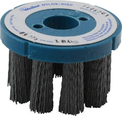 Weiler - 3" 180 Grit Silicon Carbide Crimped Disc Brush - Very Fine Grade, Plain Hole Connector, 1-1/2" Trim Length, 7/8" Arbor Hole - Exact Industrial Supply