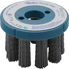 Weiler - 3" 120 Grit Silicon Carbide Crimped Disc Brush - Fine Grade, Plain Hole Connector, 1-1/2" Trim Length, 7/8" Arbor Hole - Exact Industrial Supply