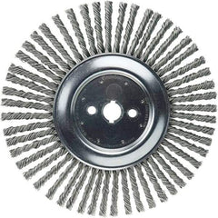 Weiler - 12" OD, 1" Arbor Hole, Stringer Bead Steel Wheel Brush - 3/8" Face Width, 2-3/4" Trim Length, 6,000 RPM - Exact Industrial Supply