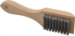 Weiler - 6 Rows x 9 Columns Aluminum Scratch Brush - 6-3/4" OAL, 1/2" Trim Length, Wood Straight Handle - Exact Industrial Supply