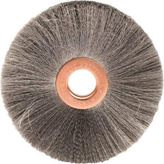 Weiler - 3" OD, 1/2" Arbor Hole, Crimped Steel Wheel Brush - 5/8" Face Width, 1" Trim Length, 0.003" Filament Diam, 20,000 RPM - Exact Industrial Supply