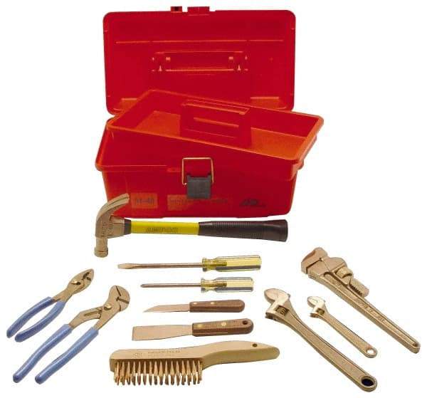 Ampco - 11 Piece Nonsparking Tool Set - Comes in Tool Box - Exact Industrial Supply